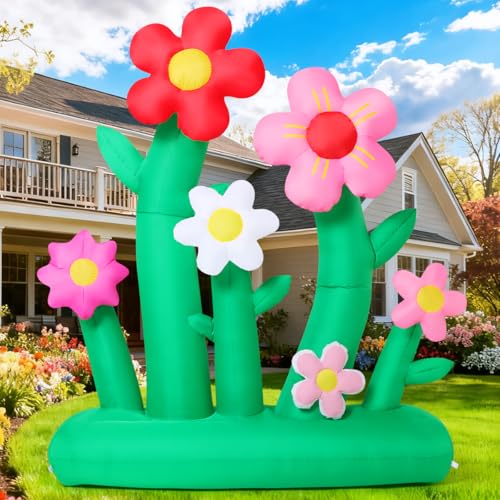 GOOSH 7FT Flower Inflatables Outdoor Decorations Multi-Colored Blow up Flowers