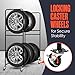 Houseables Tire Rack, Tire Storage Rack, Wheel Shelf Stand, Rolling, Locking Casters, Metal, Height Adjustable 26.5
