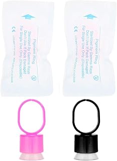 DEWIN Tattoo Ink Caps Cups - Tattoo Ring Cups, 50PCS Tattoo Supply Ring Cups Disposable Tattoo Ink Ring Cups with Sponge Pigment Holder Permanent Makeup (Black)