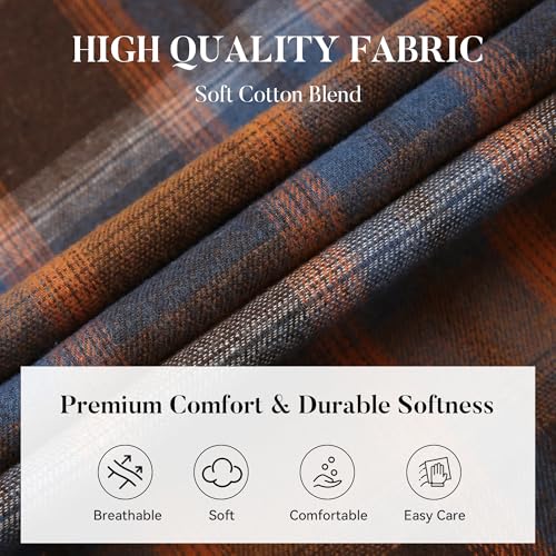 Image of WARHORSEE Flannel Shirt for Men Long Sleeve Button Down Plaid Shirts | Soft Cotton Blend for Multi-season Wear, Lightweight yet Warm, Dual buttoned storage pockets, Machine Washable Easy Care