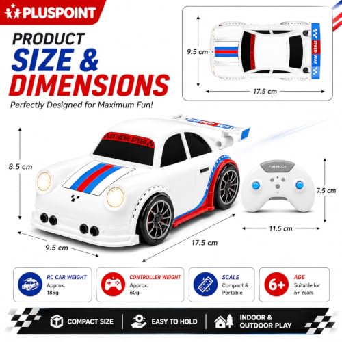 Image of PLUSPOINT Smart RC Drift Toy Car for Kids | 2.4GHz Remote Control Car with Gesture Induction, Auto Follow, LED Lights & Music | Rechargeable Drift Racing Car for Boys & Girls Age 3+