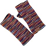 GURU SHOP Handstulpen, Hangestrickte Wollstulpen aus Nepal, Melierte Armstulpen, Pulswärmer - Regenbogen, Herren/Damen, 22x10 cm