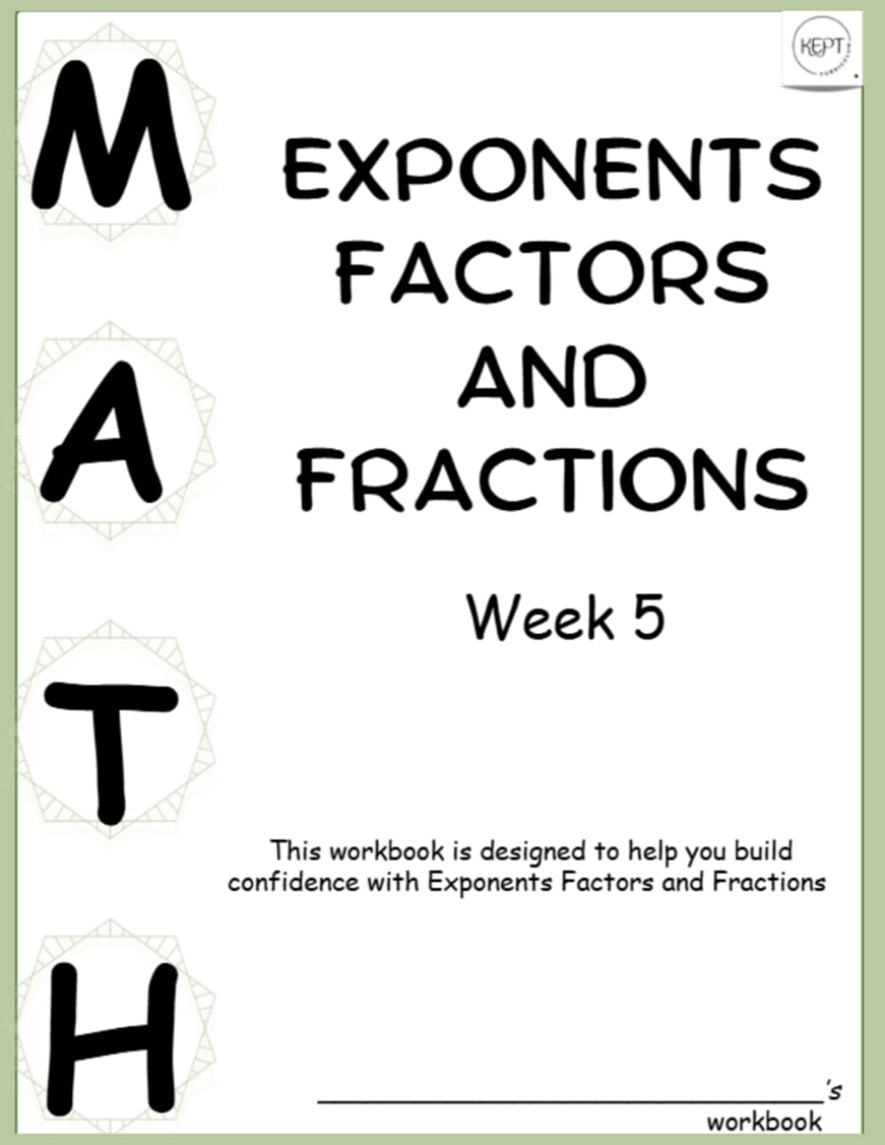 7th Grade Math Workbook on Exponents, Factors, and Fractions ~ Week 5 : Middle School Math:: Homeschool Curriculum: Unit 2 Exponents Factors and ... | 7th Grade Math | Workbook & Video Lessons)