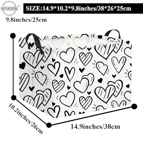 Image of Rectangular Heart Basket Kids Baby Storage Bin Toy Basket Organizer Box for Girls Love Room Decor(Black Striped Heart)