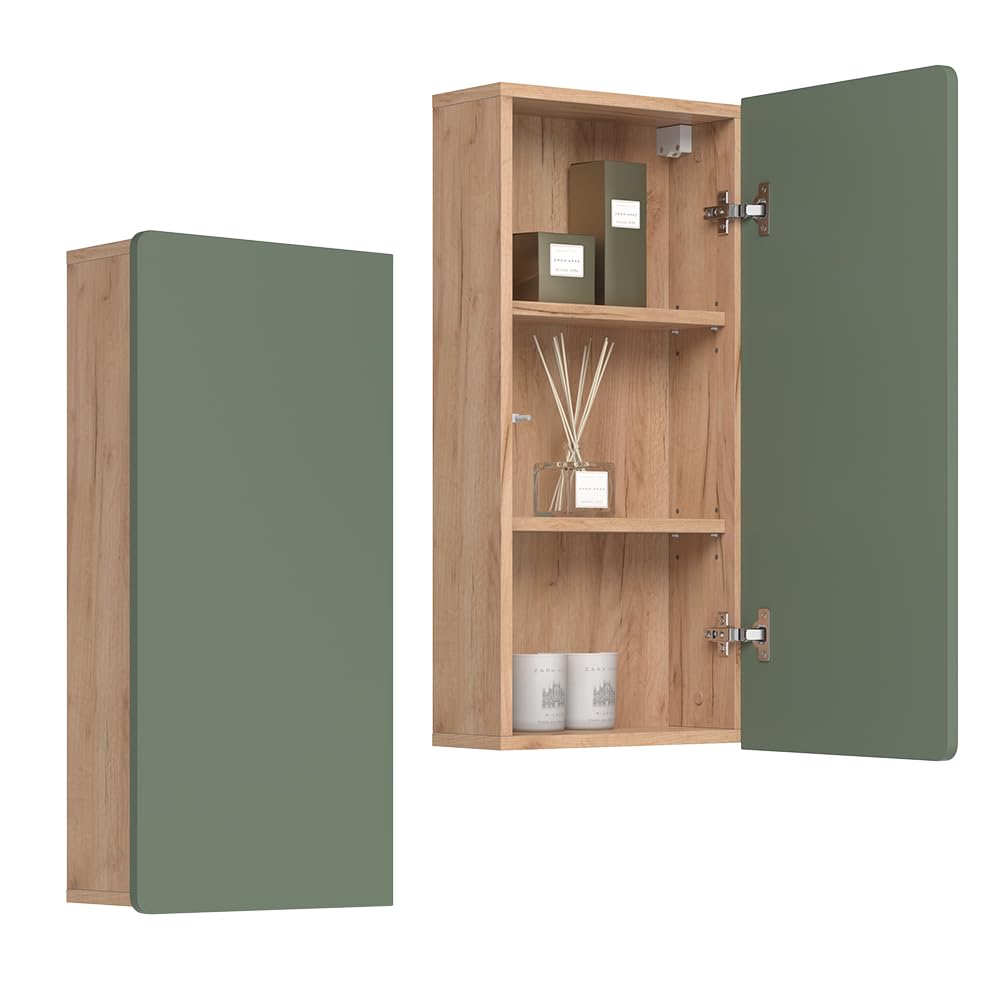Vicco Armoire Suspendue Izan, Vert/Force de l'or Chêne, 36.6x76.6cm, à Suspendre au Mur pour Combiner avec d'autres Meubles de Salle de Bain Izan