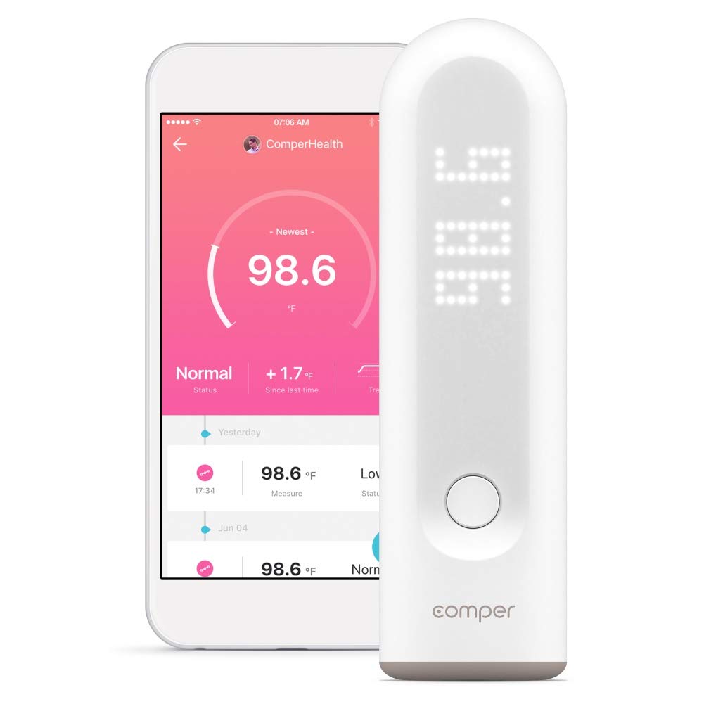 Comper Smart Medical Forehead Thermometer, None Contact Infrared Baby Thermometer for Fever, Digital Temporal Thermometer, Accurate, Fast Reading and Recording Body Thermometer for Infant, Kid, Adult