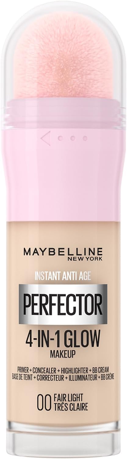 New York Instant Anti Age Rewind Perfector, 4-In-1 Glow Primer, Concealer, Highlighter, Self-Adjusting Shades, Evens Skin Tone with a Glow Finish, Shade: 00 Fair Light