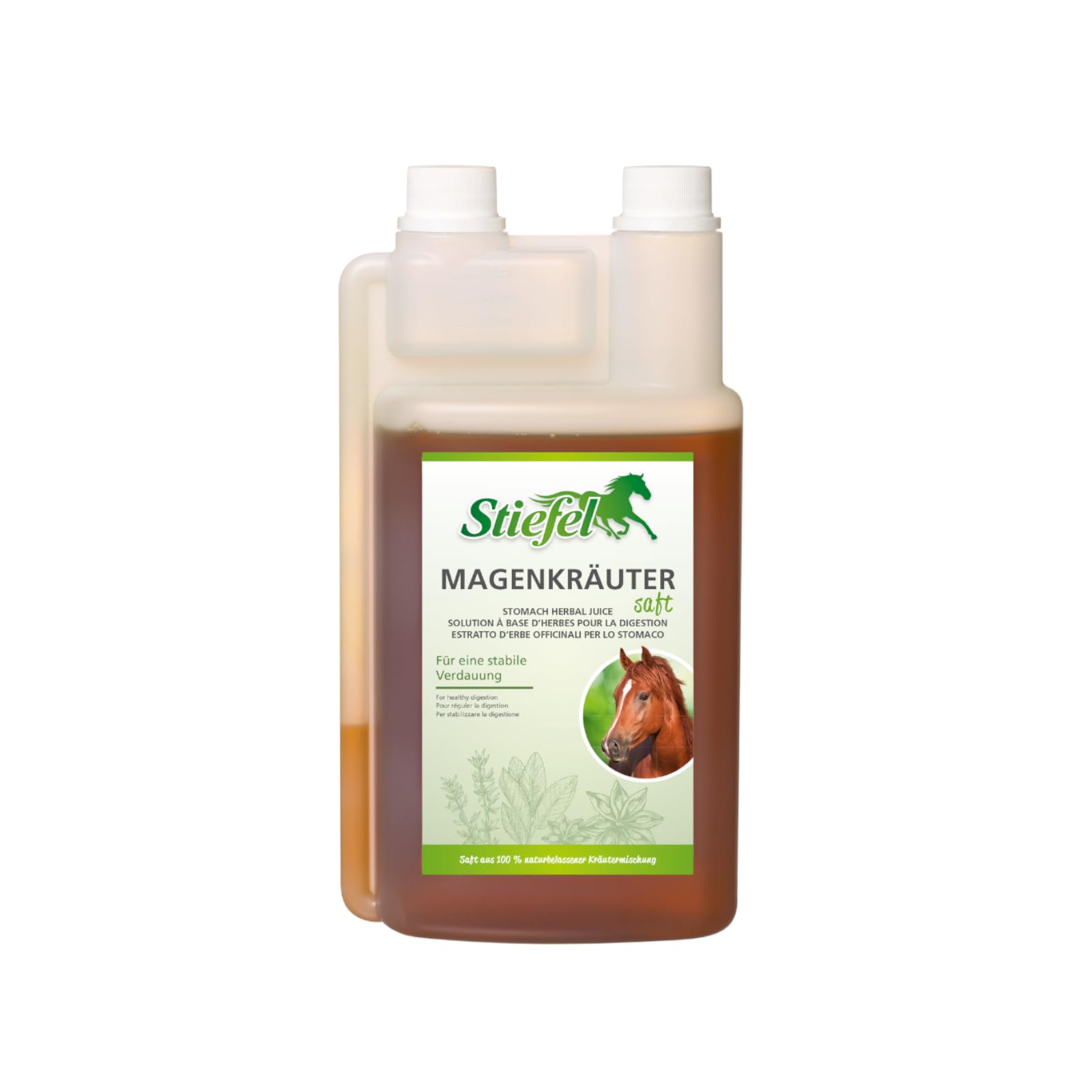 Stiefel Zumo de Hierbas gástricas | Paquete Doble | 2 x 1 L | Complemento líquido para Caballos | para Ayudar con Problemas estomacales y digestivos | Sin colorantes