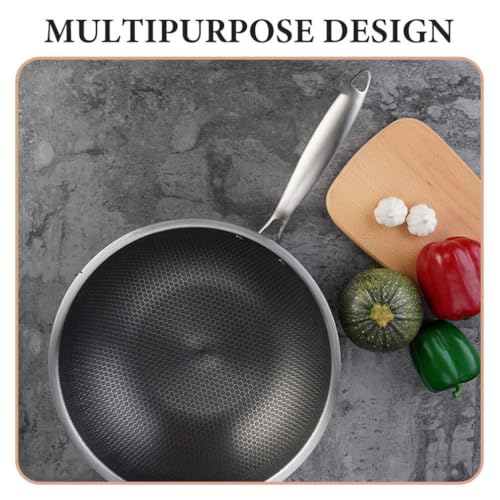 Wok de acero inoxidable con mango ergonómico LALAFINA miniatura 2
