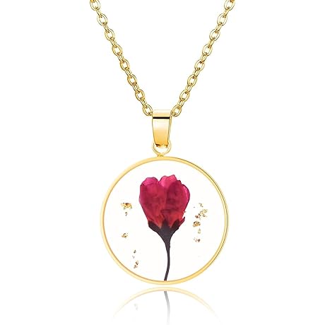 Personalized Gold August Flower Necklace