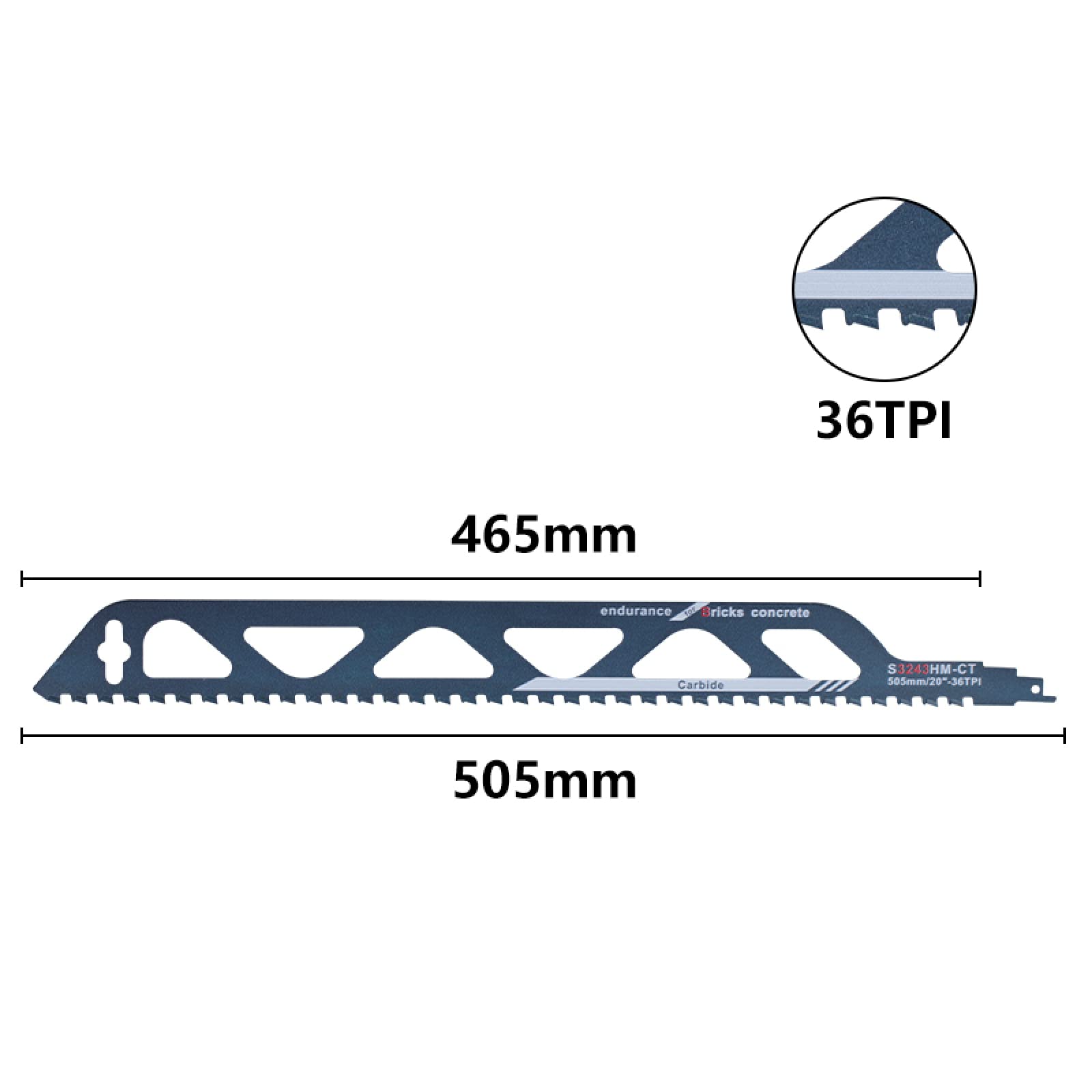 9''/12''/18''/20'' 2TPI/16TPI/36TPI Lama per seghetto alternativo per il taglio di tubi di plastica in legno Lama per sega alternativa in metallo,505 mm