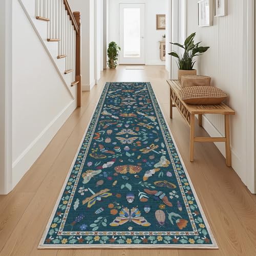 Hallway Runner Rug 2X10, Washable Rugs Runner Area Rug for Hallways Kitchen Runner Rug, Ultra-Thin Soft Modern Print Rugs? Non-Slip Stain-Resistant Kitchen Mat, Non-Shedding & Easy Care, Dark Green