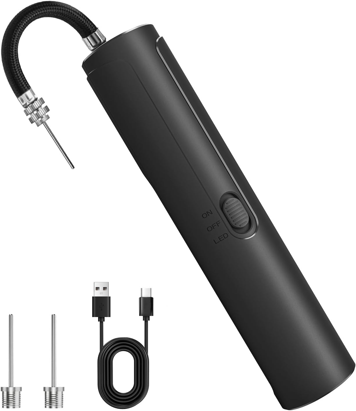 Pumteck Electric Air Ball Pump: Portable Fast Inflation Pump with LED Light for All Sports Balls Basketball Soccer Football Volleyball Exercise Accessories with 2 Needles and Storage Bag