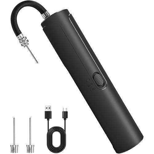 Pumteck Electric Air Ball Pump: Portable Fast Inflation Pump with LED Light for All Sports Balls Basketball Soccer Football Volleyball Exercise Accessories with 2 Needles and Storage Bag
