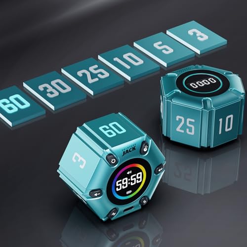 Image of Pomodoro Timer, Magnetic Visual Timer with Flip Countdown, Silent & Alarm, Tools for Anyone, Cube Digital Timer for for Work, Kitchen Cooking, Study, 3 /5 /10 /25 /30 /60min & Custom Countdown - Turquoise