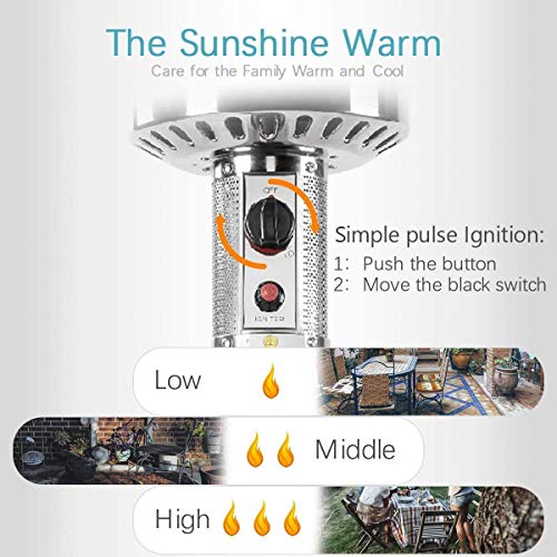 46000 BTU Portable Outdoor Patio Heater - Rapid Heating Space Propane Heater - Commercial & Residential Floor Standing With Wheels and Rain Cover For Christmas,Restaurant,Weeding and Party - Thumbnail 4