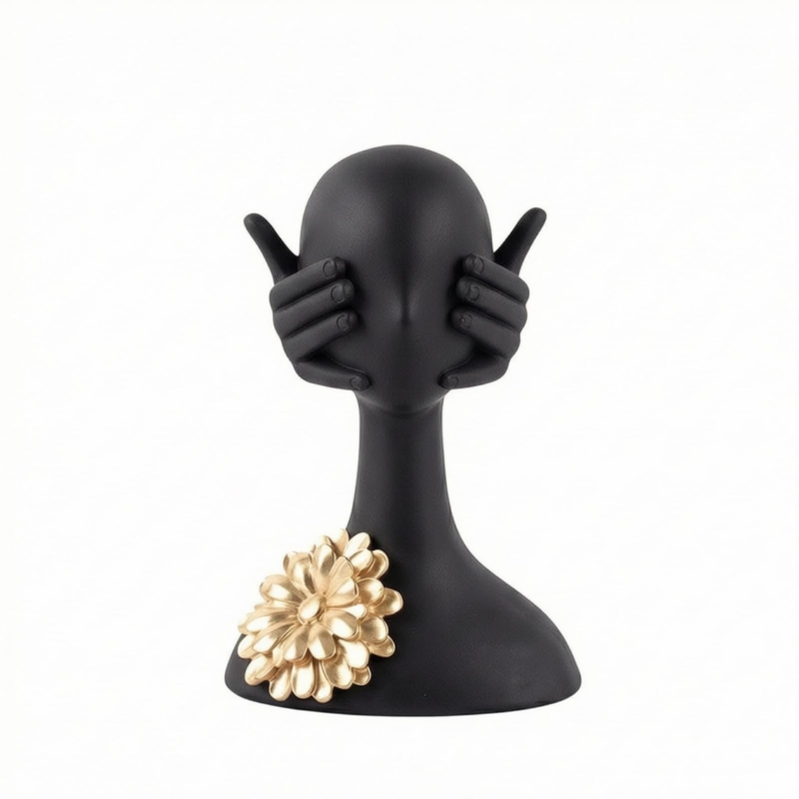 rockible Busto con Fiore Moderno Statuetta Concettuale Dorata Scultura Moderna per Amanti Del Design, Ufficio, style to 1