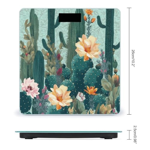 Báscula de baño digital con diseño floral y cactus miniatura 2