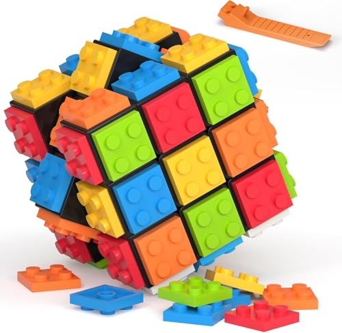 Vdealen Cubo de Build-on Brick 3D Puzzle Cube de 3x3 Cubo Original, Ladrillos Speed Cube para Principiantes y Avanzados, Regalo para Niños, Adolescentes y Adultos(Negro)