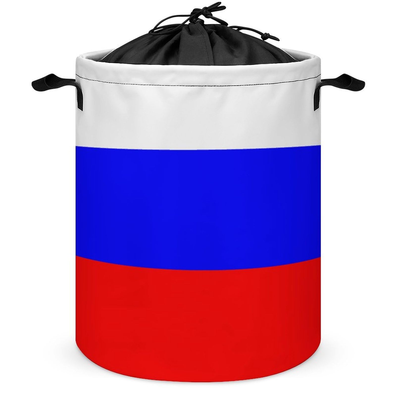 Qjjinxior Drawstring Laundry Hamper, Russian Flag Laundry Basket, Washing Basket with Handle