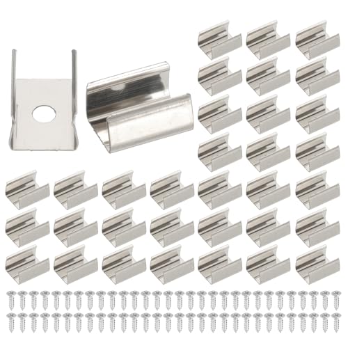 Image of PATIKIL LED Strip Clips, 50pcs Stainless Steel Mounting Brackets Fixing Clip Clamp Support Holder with Screws for 9mm to 10mm LED Strip Lighting Cable