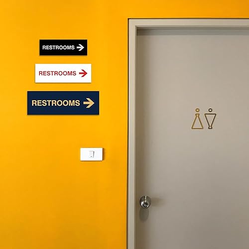 Miniatura 5 de Signs ByLITA Basic Restrooms - Letrero direccional de flecha derecha, material duradero, cinta adhesiva fuerte (gris claro) - grande (1 unidad)