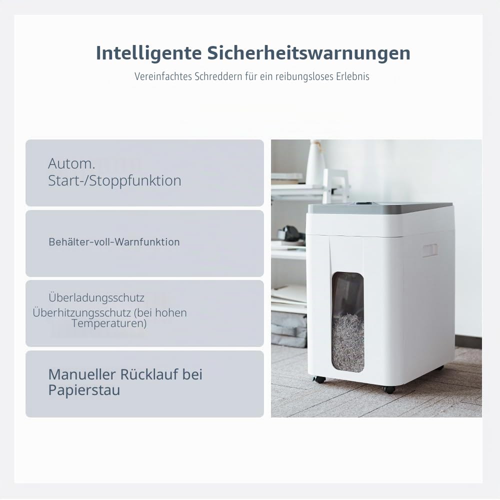 Aktenvernichter Automatischer Einzug 400 Blatt P5 Mikroschnitt | Profi Schredder für Papier Kreditkarten - 2x12mm Büro Haushalt Zuhause Großraumbüro Gewerblich Schulen