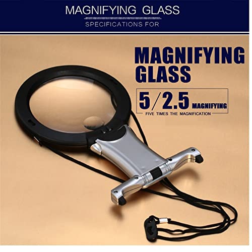 Lente d'ingrandimento a mani libere LED lente d'ingrandimento illuminata 5X 2.5X lente d'ingrandimento da lettura lente d'ingrandimento da indossare per gli anziani cucito ricamo