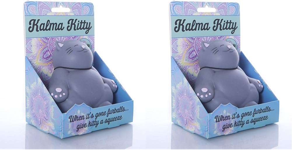 Boxer Gifts Kalma Kitty Stress Relief Toy | Helps With Anxiety | Great Birthday Christmas Secret Santa Stocking Filler Gift for Cat Lovers ,Grey (Pack of 2)