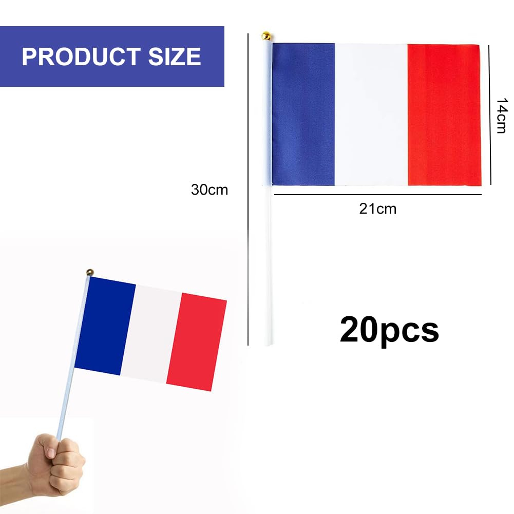 Bandierine Francesi 10m – 20 Bandiere Francia 20x30cm In Plastica Per Decorazioni Festa Nazionale, Eventi Scolastici E Tornei - 2
