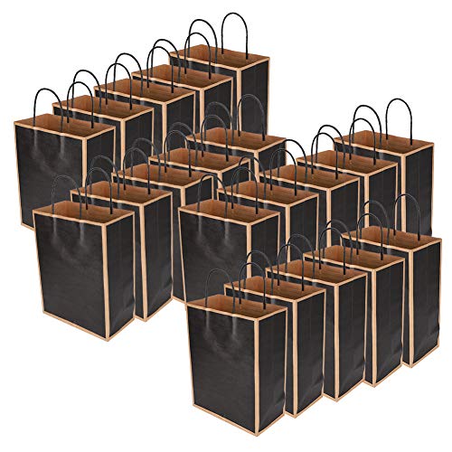 Sac en papier kraft réutilisable noir et vert lot de 20 grand format 21x11x27.5 cm