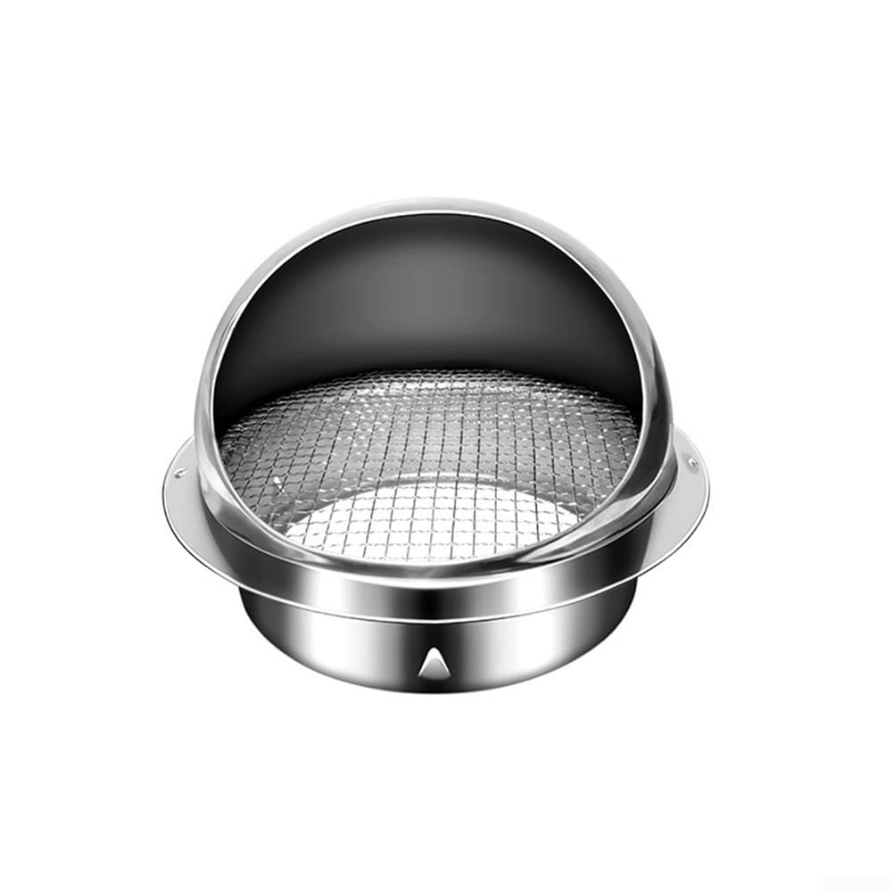 Elchuiaby Stainless Steel Round Chrome Wall Vent Outlet External Extractor Cover With Anti-Draft Grille For Bathroom Kitchen Dryer(160mm)