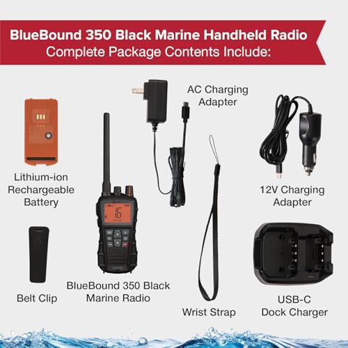 Image of Cobra BlueBound 350 VHF Handheld Marine Radio, Black - 6-Watt, Floats