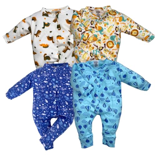 Kit 4 Macacão Suedine Para Bebê Estampados 100% Algodão