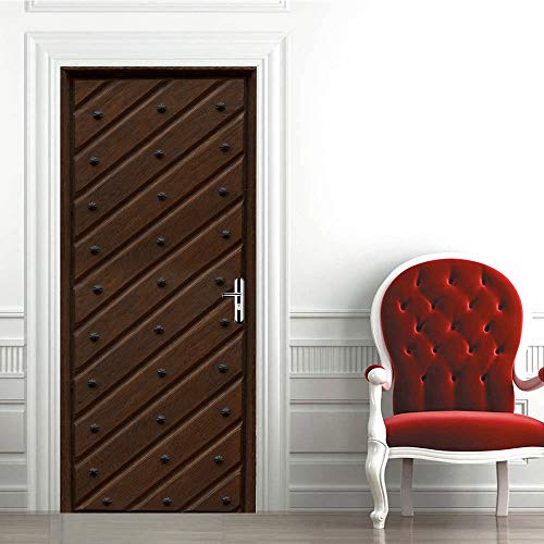 Sticker porte 3D trompe l'oeil pour rénover une porte usée - Papier peint 95x215 cm - 4
