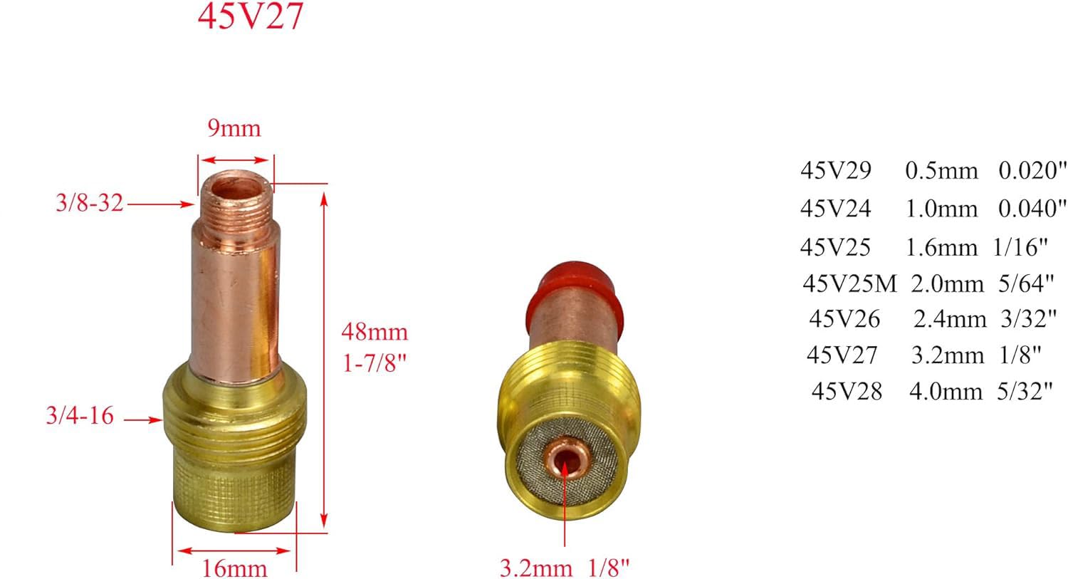 Amazon | RIVERWELD TIG ガスレンズコレットボディ (45V26 3/32