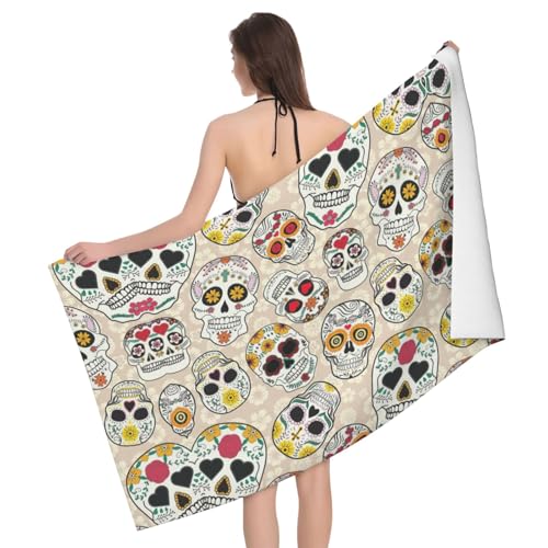Serviette bain microfibre crâne mexicain séchage rapide pour douche - 2