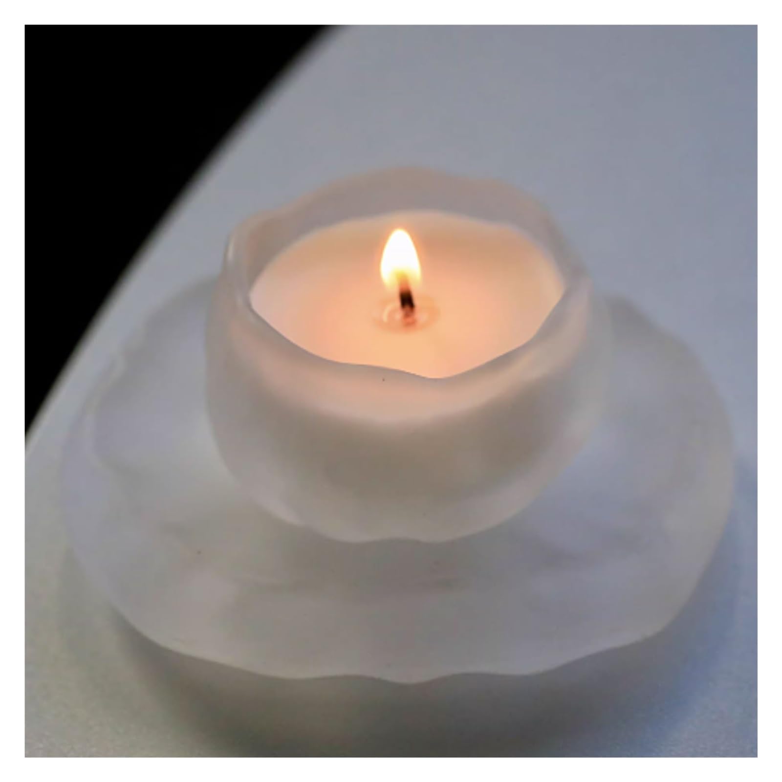 Velas de vidrio, té blanco hechas con cera de soja y aceites esenciales, vela perfumada reutilizable, decoración elegante for el hogar de larga duración(Weiß)