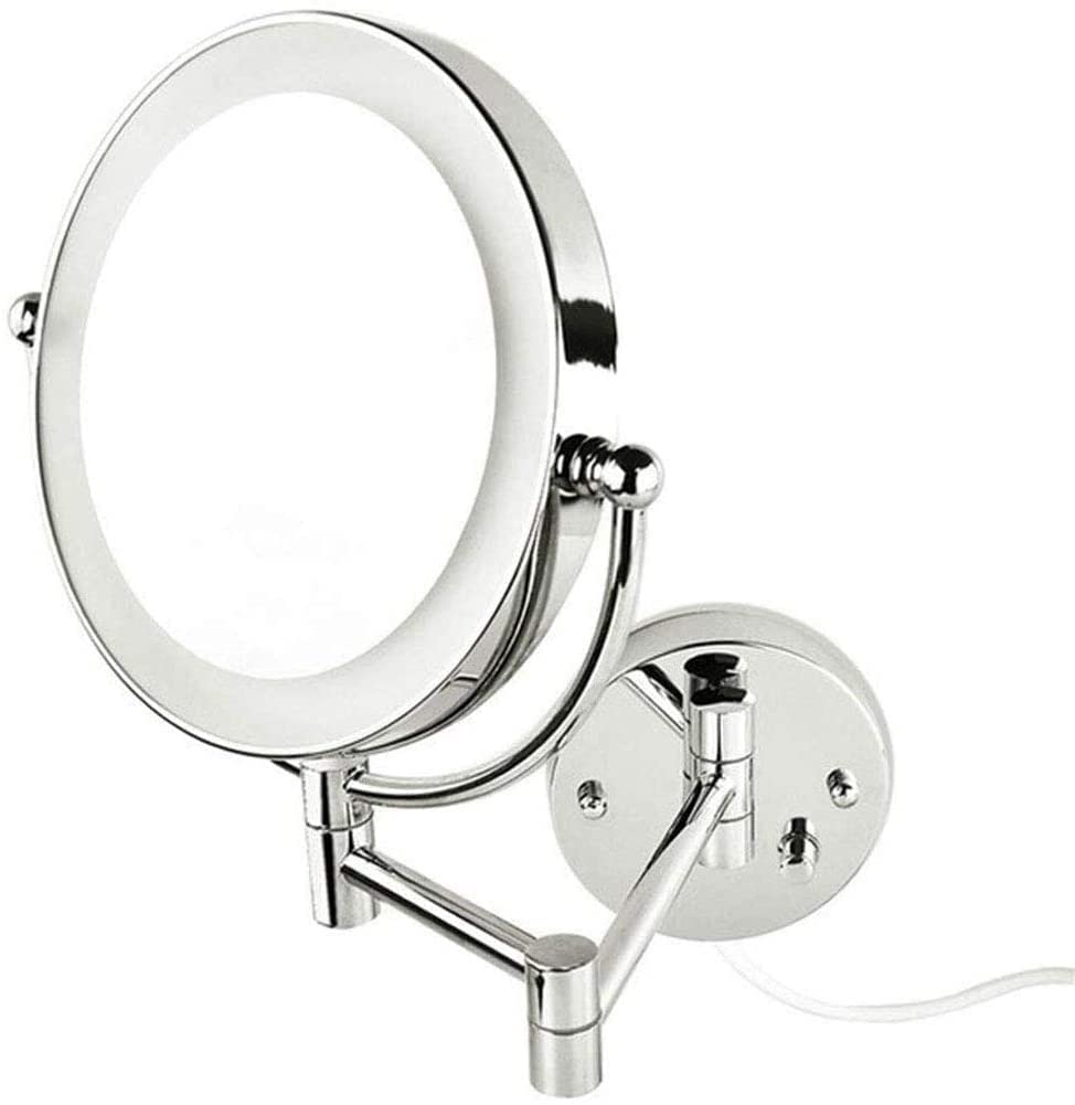 Miroir de maquillage 8,5 pouces chromé avec grossissement 7X et rotation 360°