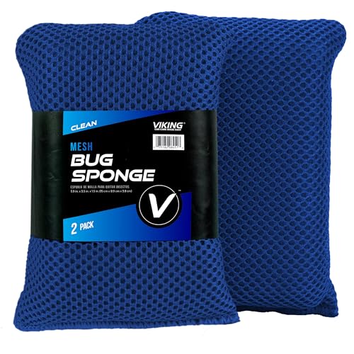 VIKING Mesh Bug Sponge Car Wash Sponge for Cleaning Bugs and Tar Royal Blue 4 inch by 6 inch 2 Pack
