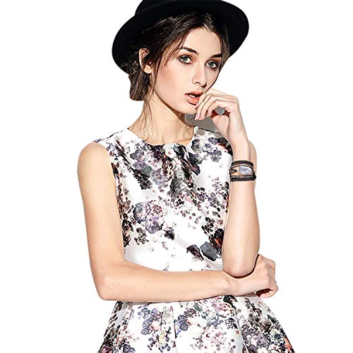 Pltgood Handmade 5 Wrap Leather Bead Bracelets For Women Men - Bohemian Natural Crystal Lava Stone Mixed Beaded Strand Bracelet With Brazilian Agate Collection #TOP1