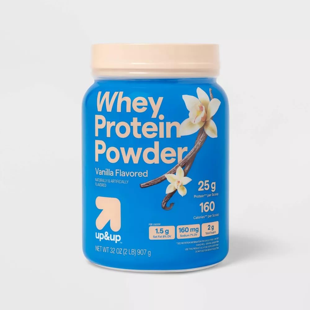 Proteína de suero en polvo up&ups, mezcla premium de suero, alta en proteínas para la recuperación muscular, apta para dieta cetogénica, baja en carbohidratos, sin gluten, fácil de mezclar, ideal para batidos y licuados, 947 ml (947 ml, vainilla)