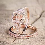 Lzz Fashion Lady 18K Rose Gold Filled Morgan Stone Ring Three-in-One Square Cut Cubic Zirconia Ring...