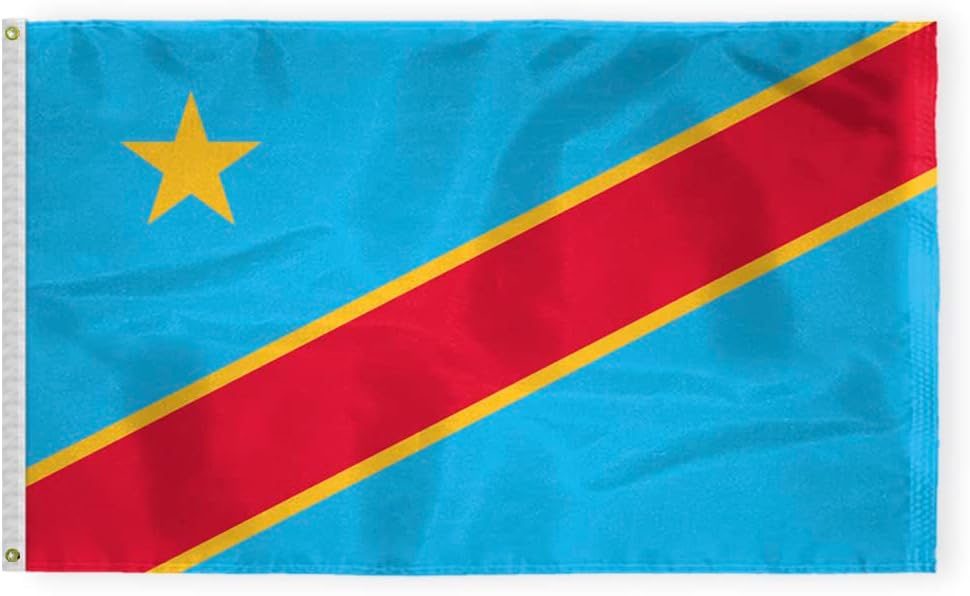 AGAS Democratic Republic of Congo Flag 2x3 ft Outdoor 200D Nylon Double Stitched Hem Never Rust Brass Grommets Canvas Header Congolese National Flag