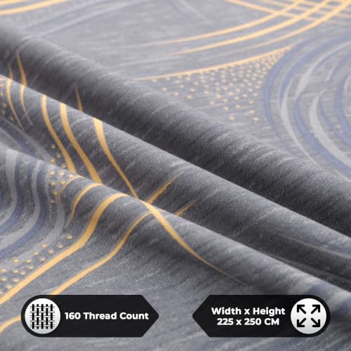 Image of Dew Cotton Bedsheet for Double Bed 160 TC 250 x 225 CM, Grey | Soft Lightweight Microfiber Bedsheet with 2 Pillow Covers, King Size 250 x 225 cm, Wrinkle Resistant & Easy Care Bedding
