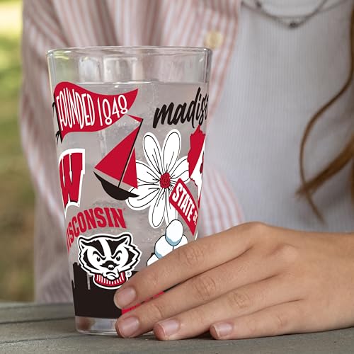 Image of Logo Brands NCAA 16 oz Pint Glass - Durable Glass With Bold Team Color- Chip-Resistant Rim Drinkware For Fans, Tailgates, Home Bars & Everyday Use