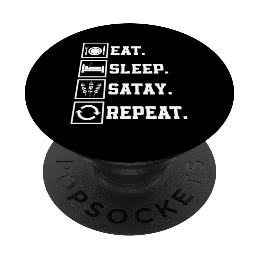 Funny Satay Lover Outfit Chicken Meat Indonesia PopSockets Swappable PopGrip, Black