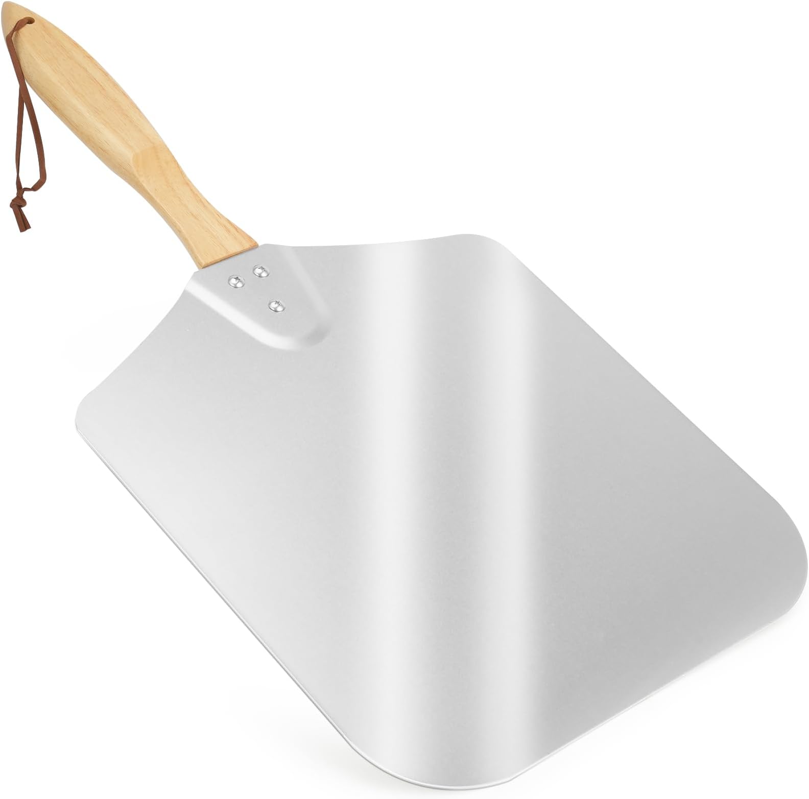 Kitchen Supply Aluminum Pizza Peel with Wooden Handle 14-Inch x 16-Inch, Large Pizza Paddle for Baking Homemade Pizza Bread