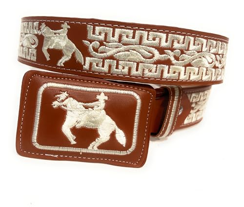 Men's Embroidered Horse Western Leather Belt, Cinto Vaquero Bordado, Cinto Charro Caballo2