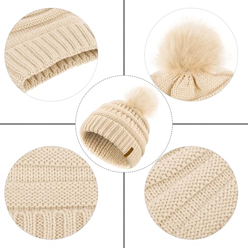 Apoway 5 in 1 Winter Set Include Knitted Pom Pom Beanie Hat Scarf Gloves Facemask and Earmuffs for Women Men2
